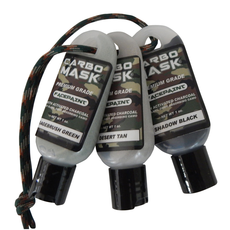 Carbo Mask Activated Carbon Facepaint Black/Sage/Tan 1 oz. 3 pk.