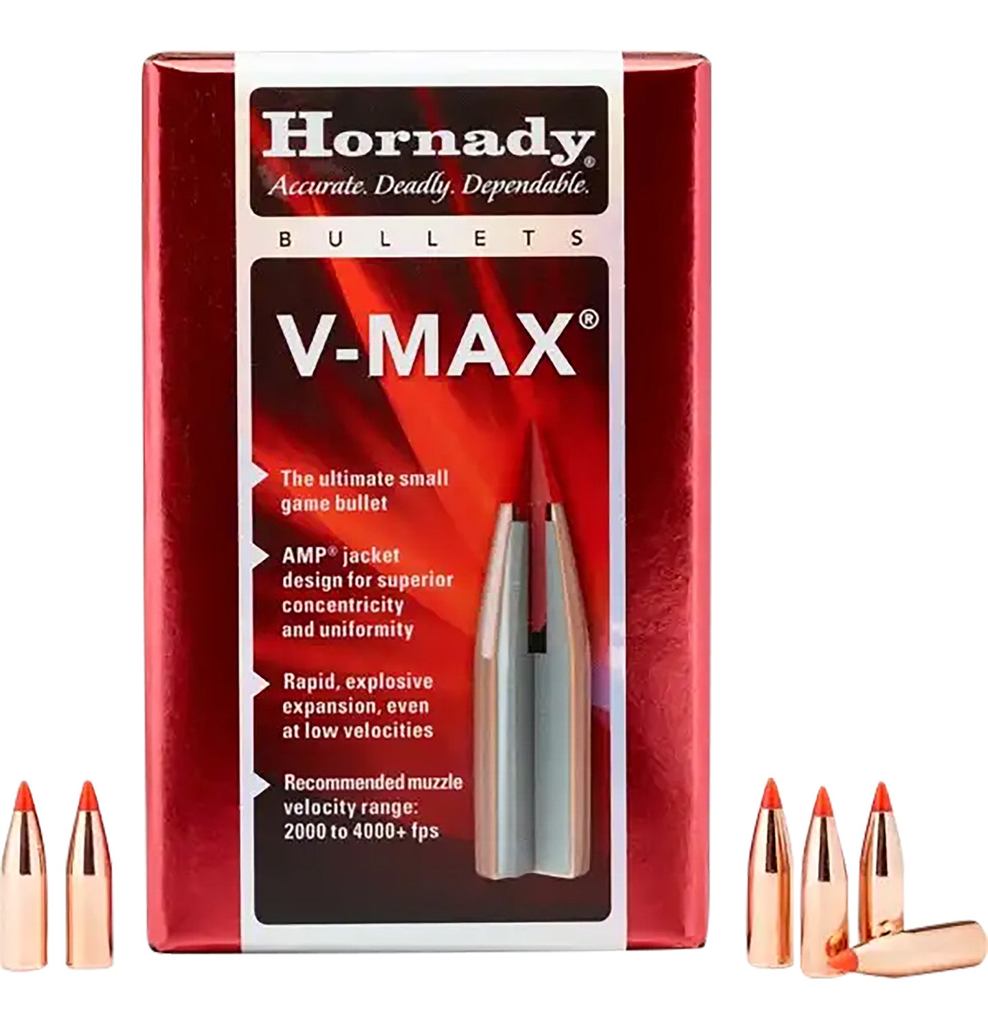 Hornady V-Max 22 Caliber .224 53 Grain Polymer Tip Component Bullets 100ct