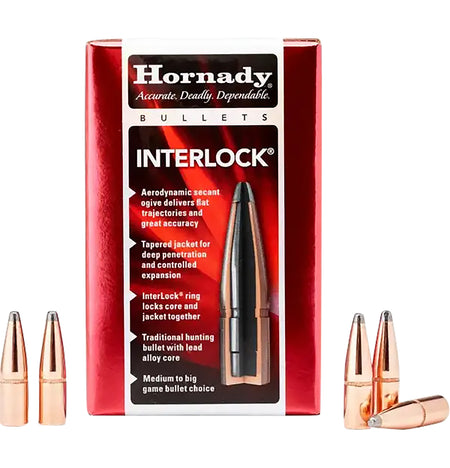Hornady InterLock 8mm Caliber .323 170 Grain Round Nose Component Bullets 100ct