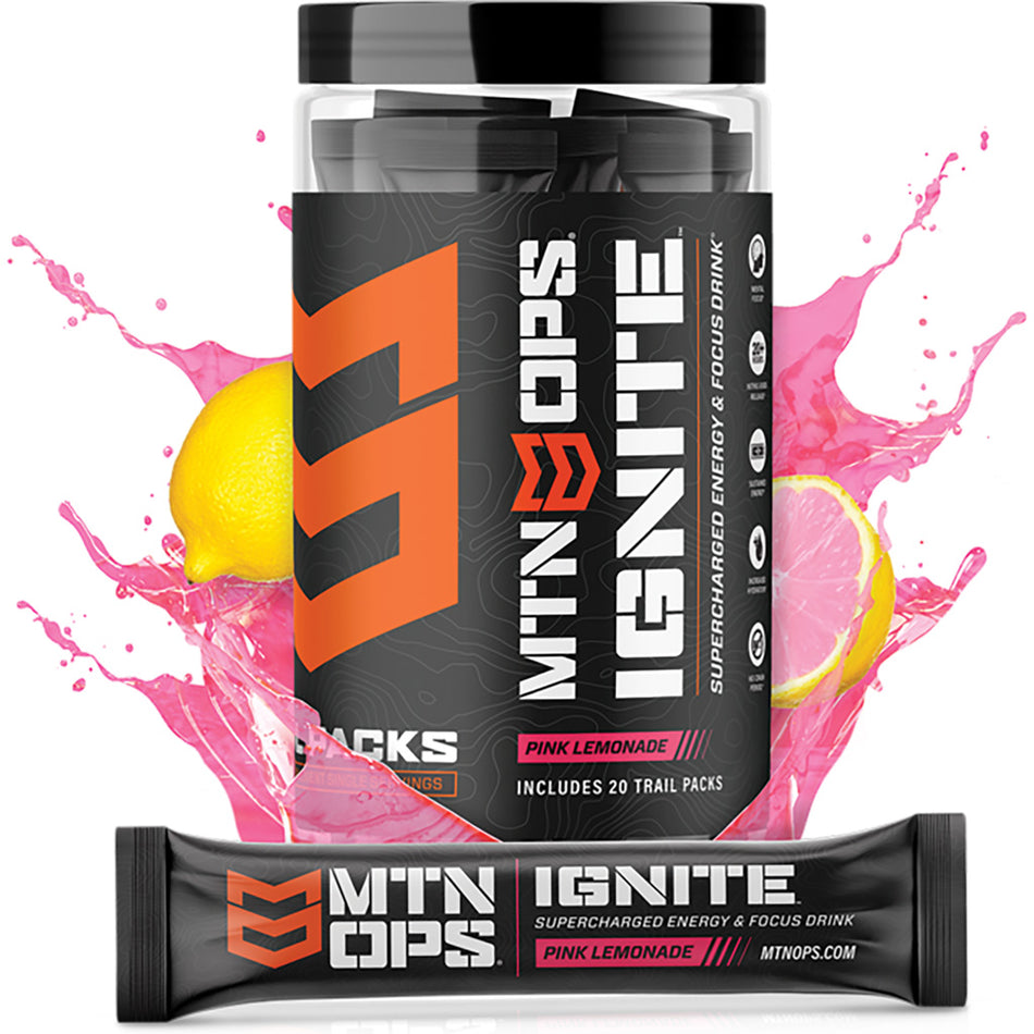 MTN OPS Ignite Pink Lemonade Focus Supplement Trail Packs 20 ct.