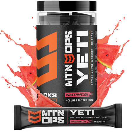 MTN OPS Yeti Watermelon Preworkout Supplement Trail Packs 20 ct.