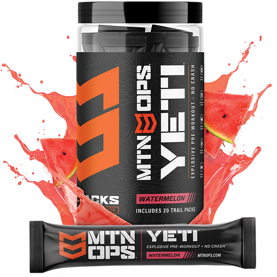 MTN OPS Yeti Watermelon Preworkout Supplement Trail Packs 20 ct.