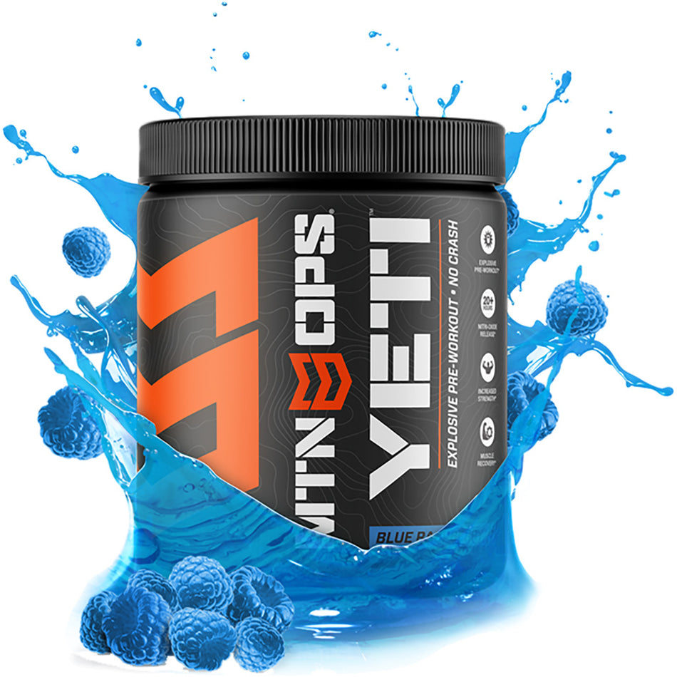 MTN OPS Yeti Blue Raspberry Preworkout Energy Powder