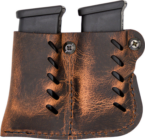 VersaCarry Leather Dual Mag Pouch Single Stack Distressed Brown