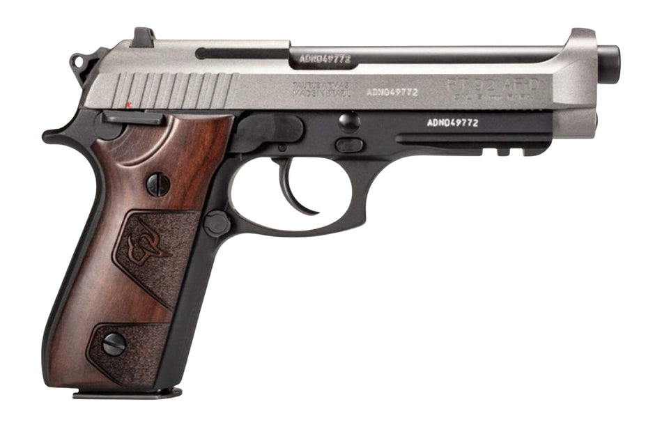 Taurus PT92 9mm Luger Pistol, 17+1, 5" Barrel, Tungsten Gray Slide, Altamont Wood Grip