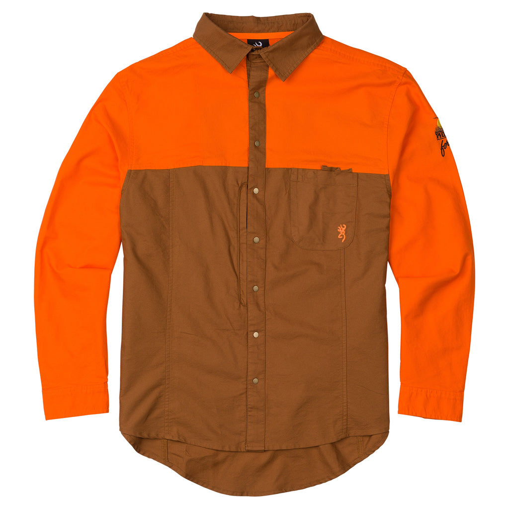 Browning Pheasants Forever Midweight Upland Shirt Tan/Blaze Size 2XL