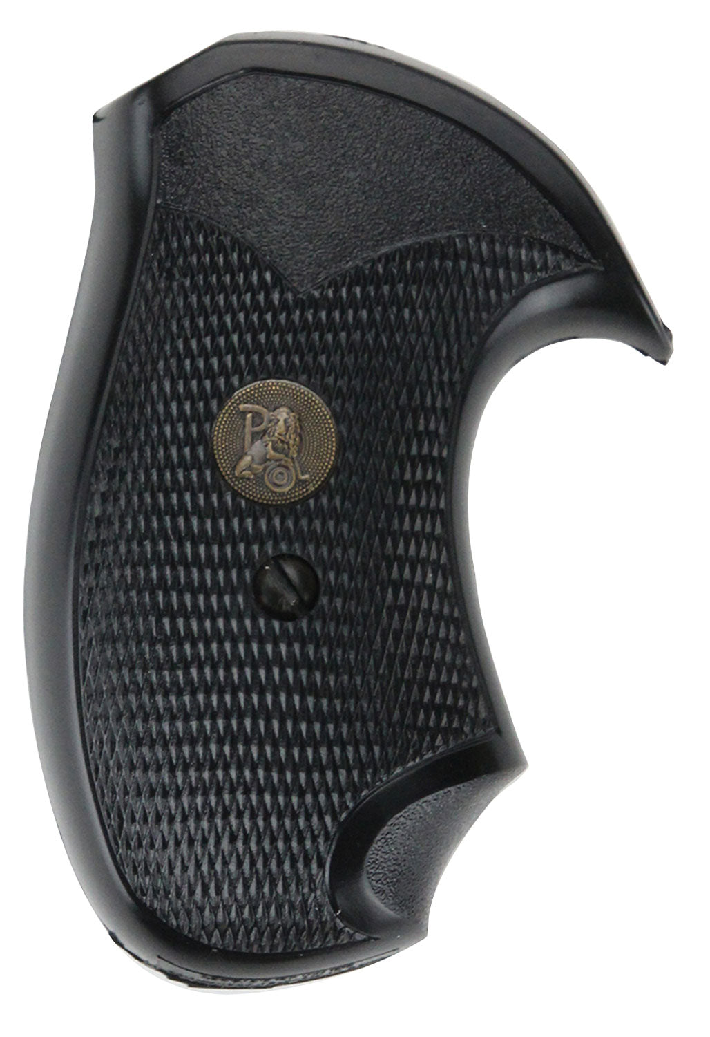 Pachmayr Compact Checkered Rubber Grip with Finger Grooves S&W J Frame Round Butt