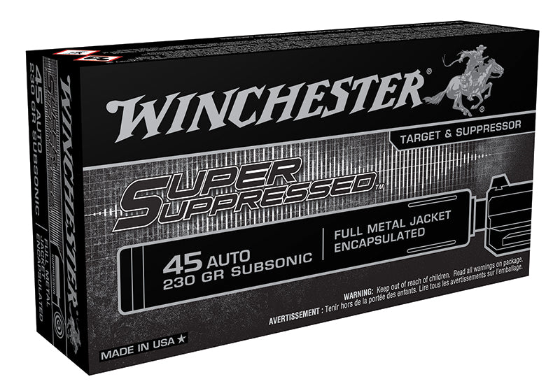 Winchester .45 ACP/Auto Handgun Ammo Super Suppressed Full Metal Jacket Encapsulated FMJ 230 grain 