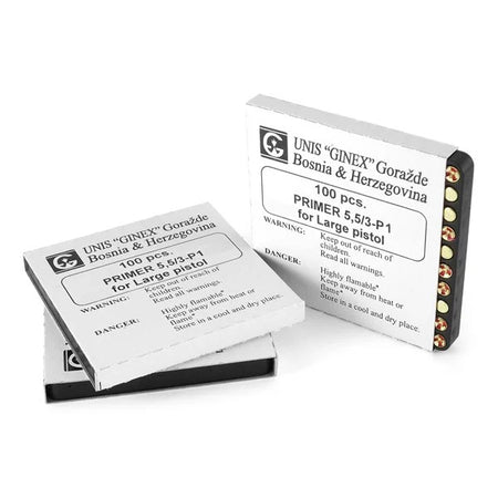 Ginex Large Pistol Primers (packaging may vary)
