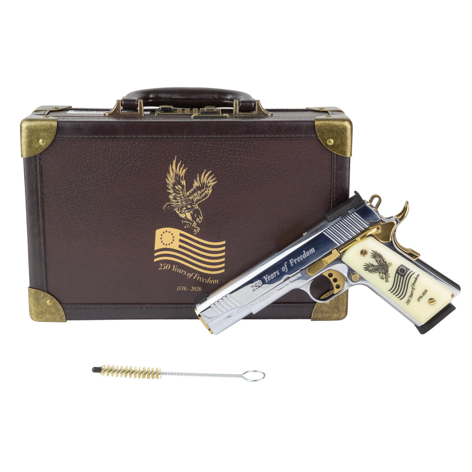 Girsan MC1911 USA 250th .45 ACP Pistol, Polished Chrome Stainless, 8+1 Capacity