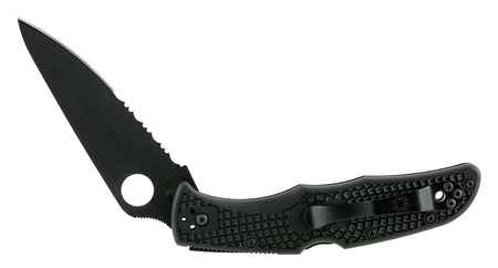 Spyderco Endura 4 Lightweight C10PSBBK 3.75" Folding Knife Black TiCN Part Serrated VG-10 Blade Black Textured FRN Handle