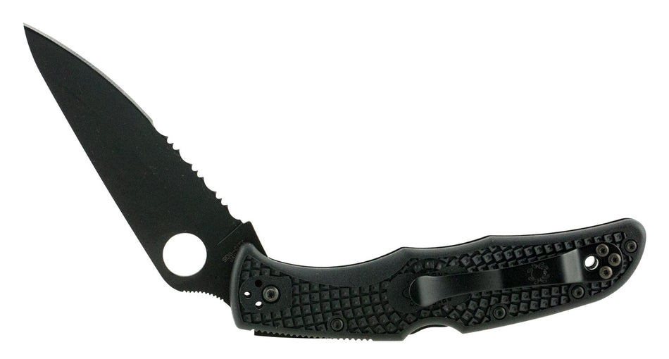 Spyderco Endura 4 Lightweight C10PSBBK 3.75" Folding Knife Black TiCN Part Serrated VG-10 Blade Black Textured FRN Handle