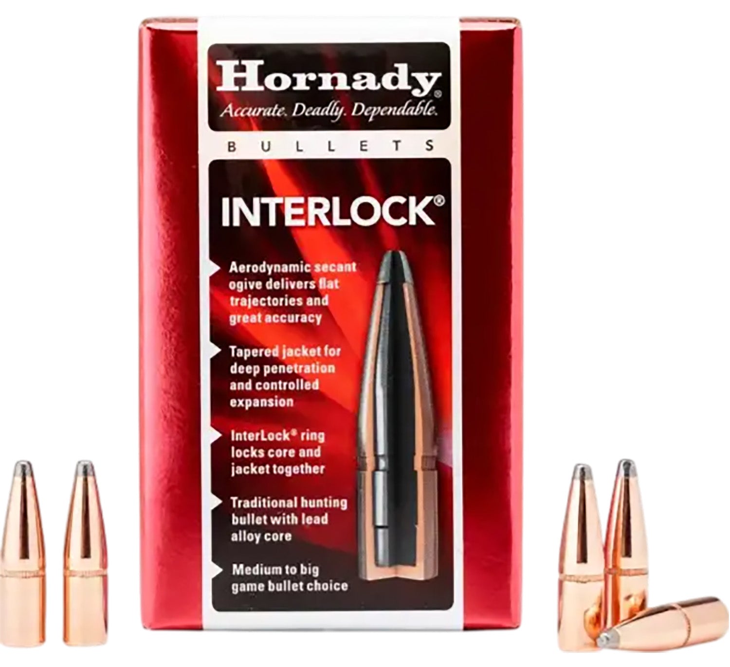 Hornady InterLock 6.5mm Caliber .264 160 Grain Round Nose Component Bullets 100ct