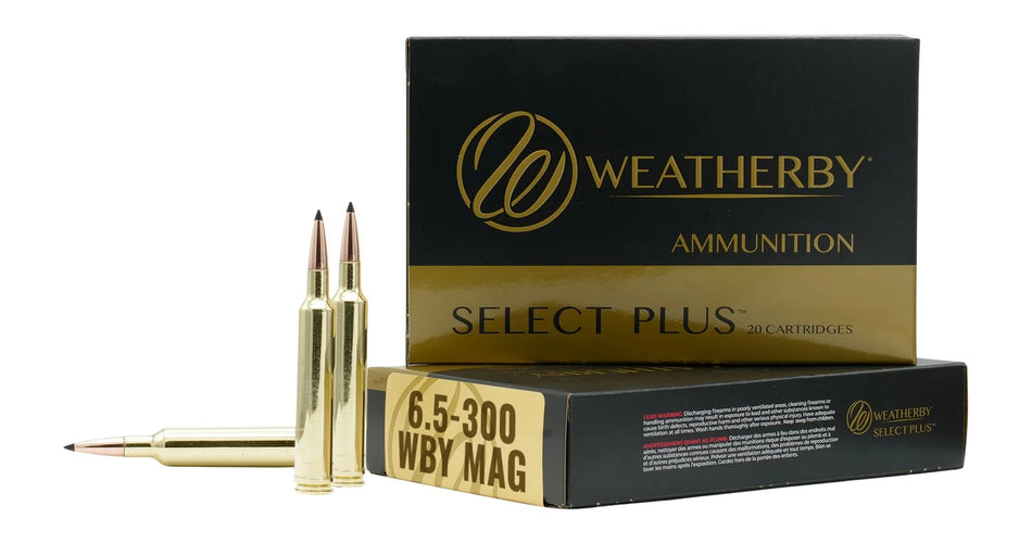 Weatherby 6.5-300 Weatherby Mag Rifle Ammo Select Plus Hammer Custom CSHP 129 grain 