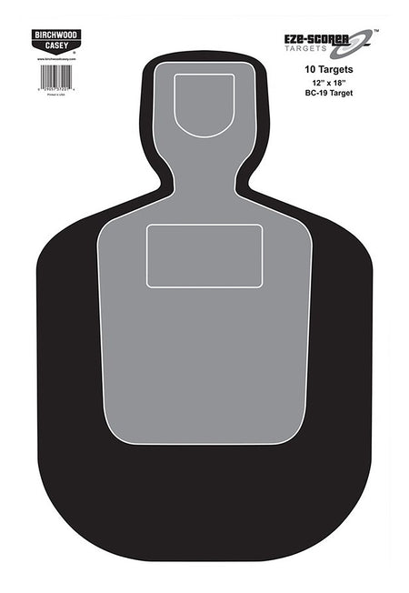 Birchwood Casey 37201 EZE-Scorer BC-19 12"x18" Silhouette Hanging Paper Training Target 10 Pack