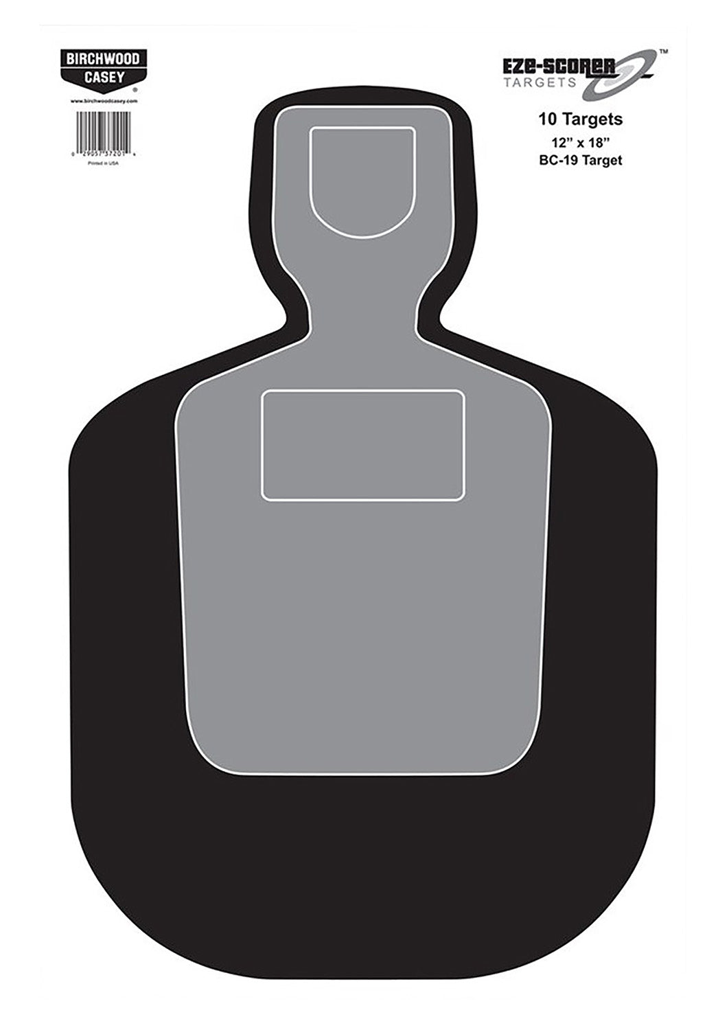 Birchwood Casey EZE-Scorer BC-19 Silhouette Paper Targets 12"x18" Black/Gray/White 100 Per Pkg