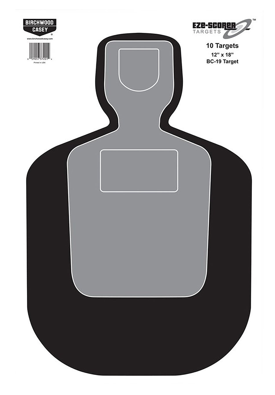 Birchwood Casey EZE-Scorer BC-19 Silhouette Paper Targets 12"x18" Black/Gray/White 100 Per Pkg