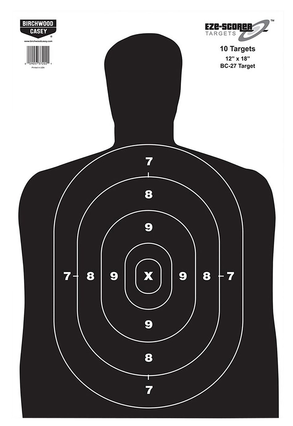Birchwood Casey EZE-Scorer 37202 BC-27 Black/White 12"x18" Silhouette Hanging Paper Target 10 Pack
