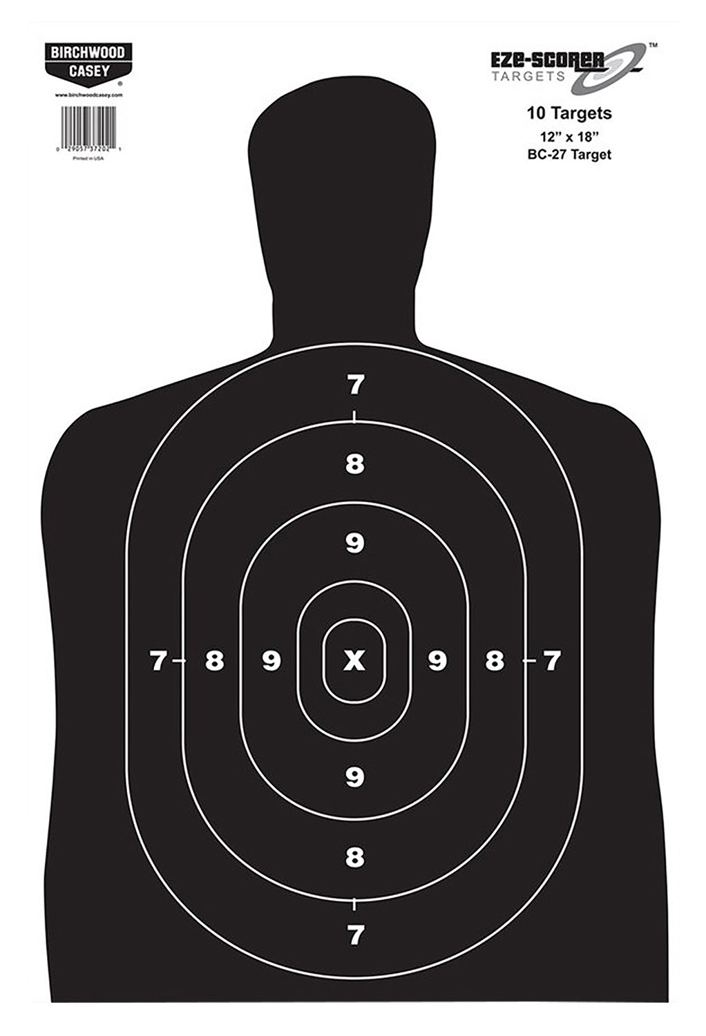 Birchwood Casey EZE-Scorer BC-27 Silhouette Paper Targets 12"x18" Black/White 100 Per Pkg