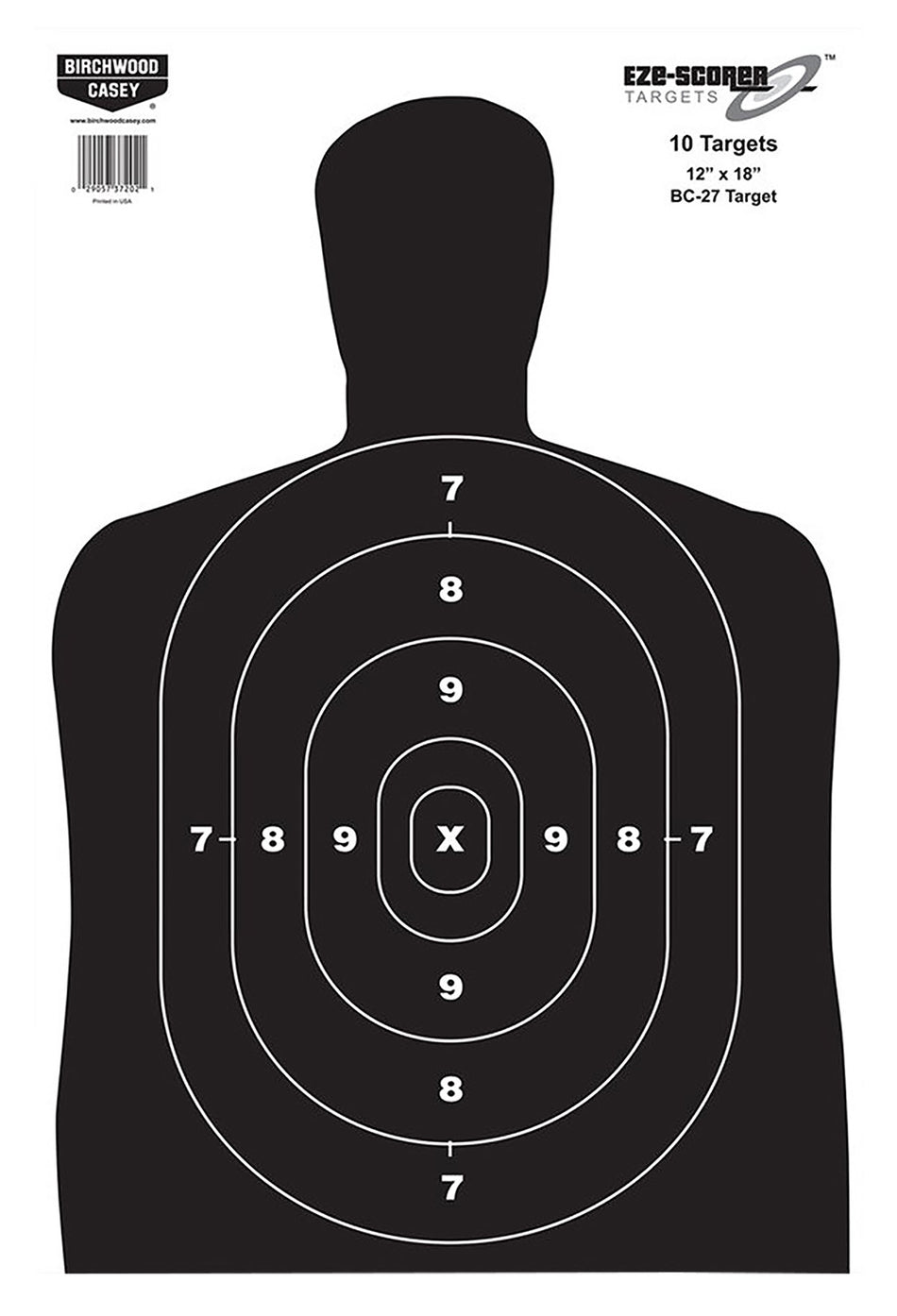Birchwood Casey EZE-Scorer BC-27 Silhouette Paper Targets 12"x18" Black/White 100 Per Pkg