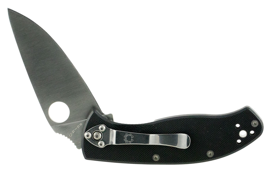 Spyderco Tenacious C122GP 3.39" Folding Knife Plain Drop Point 8Cr13MoV Blade Black G10 Handle