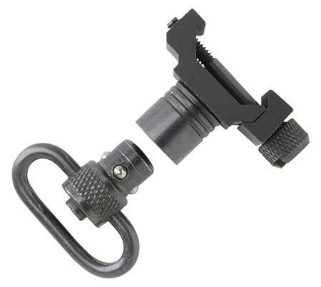 Uncle Mike's Quick Detach Push Button Swivel Set 1" Loop Steel Black Finish Picatinny/Weaver Compatible