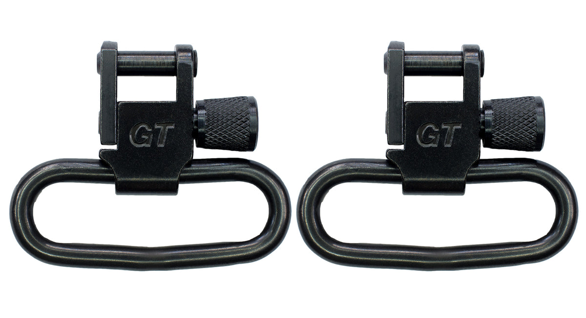 GrovTec Locking Rifle Sling Swivels – 1.25" Black Oxide Steel, Standard Swivel Stud Compatible