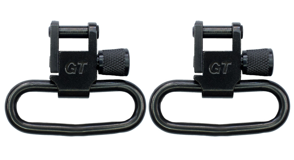 GrovTec Locking Rifle Sling Swivels – 1.25" Black Oxide Steel, Standard Swivel Stud Compatible