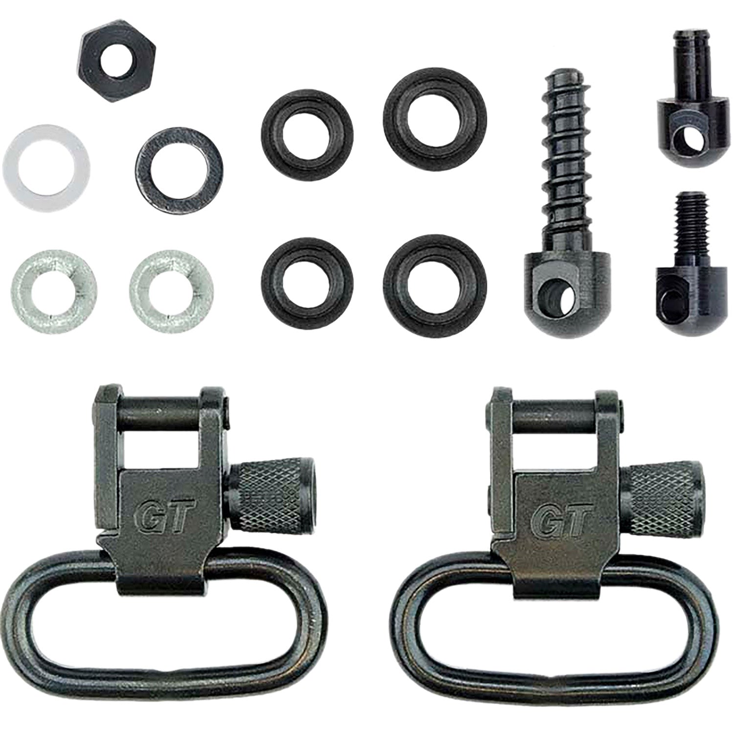 GrovTec Locking Shotgun Sling Swivel Set – 1" Black Oxide Steel, Pump & Auto Compatible