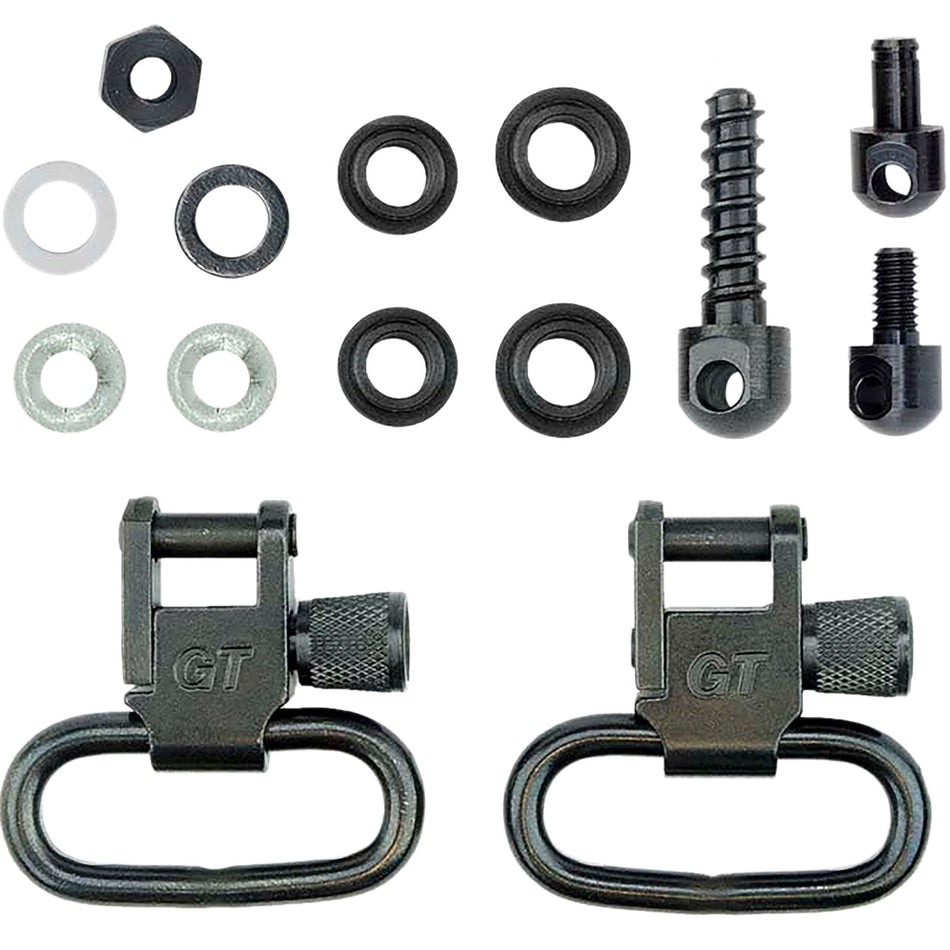 GrovTec Locking Shotgun Sling Swivel Set – 1" Black Oxide Steel, Pump & Auto Compatible