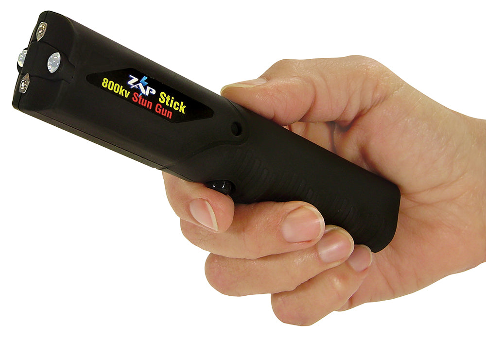 Zap Stick Light Stun Gun Black Plastic 800K Volts LED ZAPSTK800FB