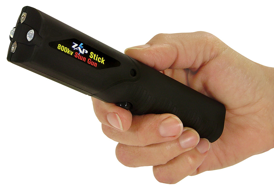 Zap Stick Light Stun Gun Black Plastic 800K Volts LED ZAPSTK800FB