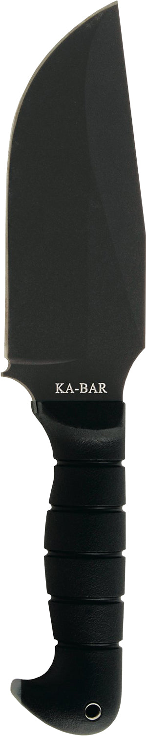 Ka-Bar Warthog 1278 Fixed Blade 6.75" Heavy Duty Clip Point Plain Black SK-5 High Carbon Steel TPR Handle w/ Sheath