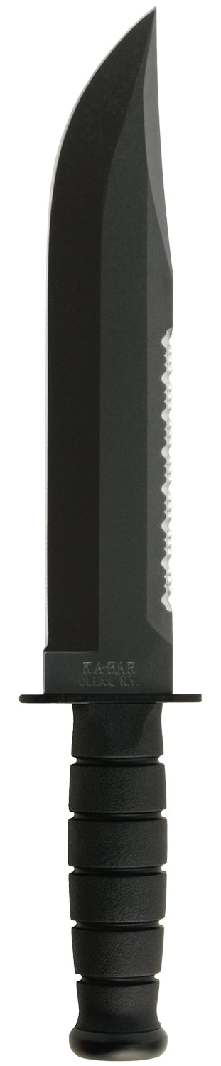 Ka-Bar Big Brother 2211 9.38" Fixed Serrated Top/Straight Bottom Blade Black 1095 Cro-Van Black Kraton Handle