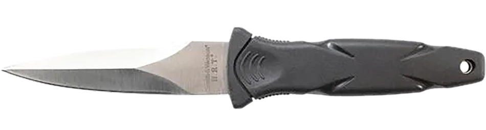 S&W Knives SWHRT3 H.R.T. 3.50" Fixed Spear Point Full Tang Knife Black TPR Handle Nylon Belt Sheath 7.5" OAL