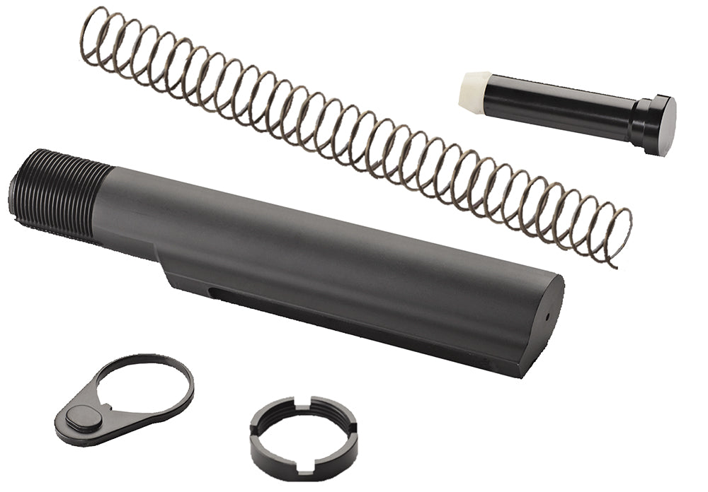 ATI A5102240 AR-15 Mil-Spec 6-Position Military Buffer Tube Assembly Black Anodized Aluminum with Spring and Castle Nut