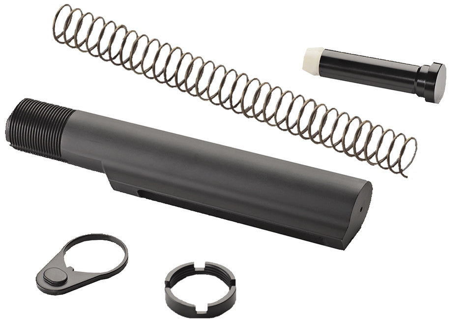 ATI A5102240 AR-15 Mil-Spec 6-Position Military Buffer Tube Assembly Black Anodized Aluminum with Spring and Castle Nut