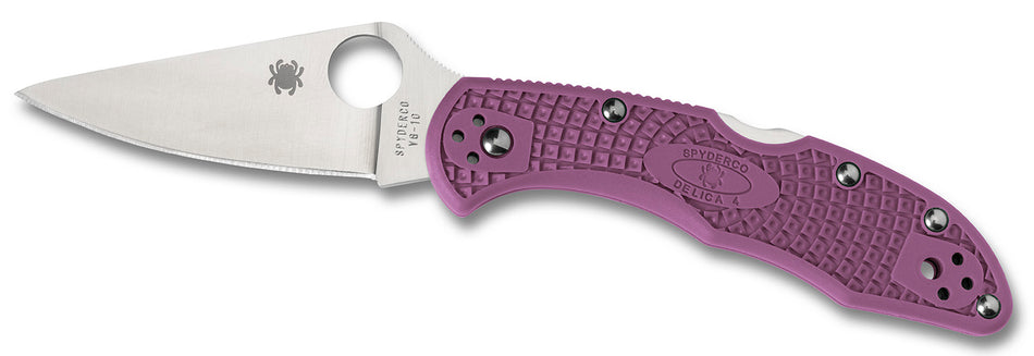 Spyderco Delica 4 Lightweight CLLFPPR 2.88" Folding Knife Plain VG-10 Blade Purple Bi-Directional Texturing FRN Handle