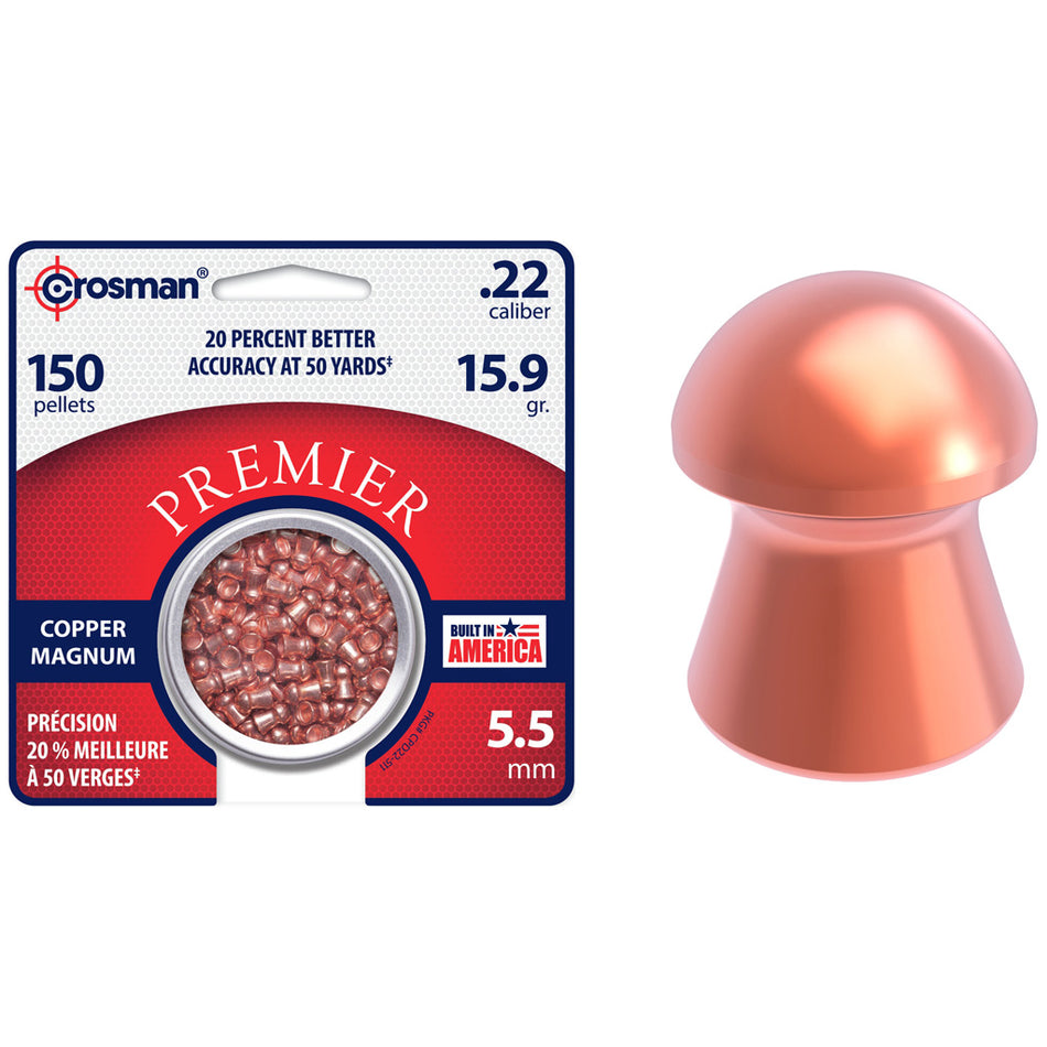 Crosman Premier .22 Caliber Copper Pellets 150 ct