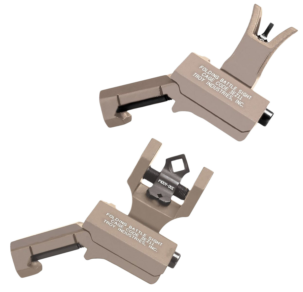 Troy Ind 45 Degree Folding Offset BattleSight Set FDE M4 Front & Dioptic Aperture Rear
