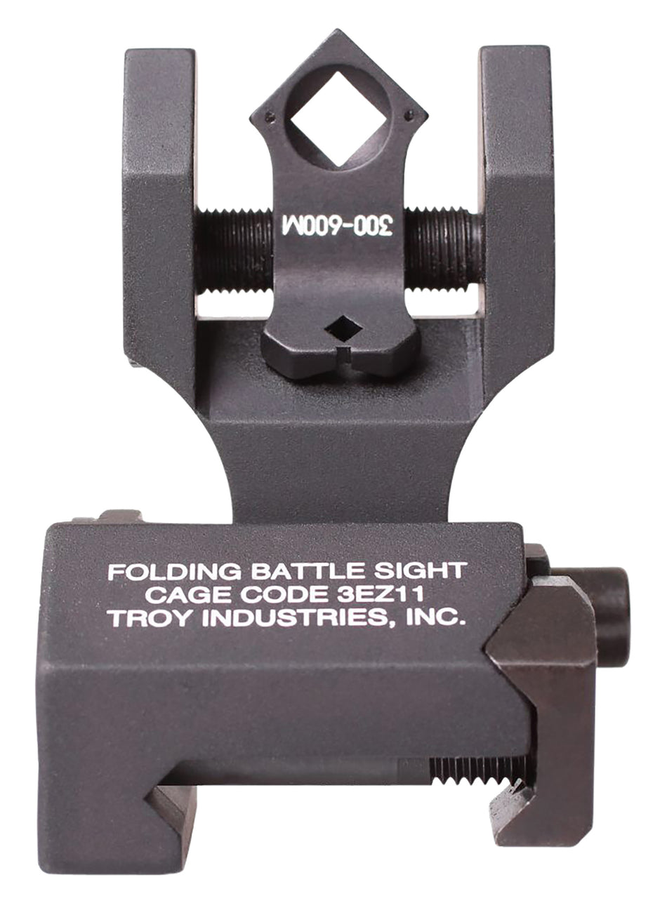Troy Ind Tritium Folding Rear BattleSight Round Black Anodized BUIS for AR-15