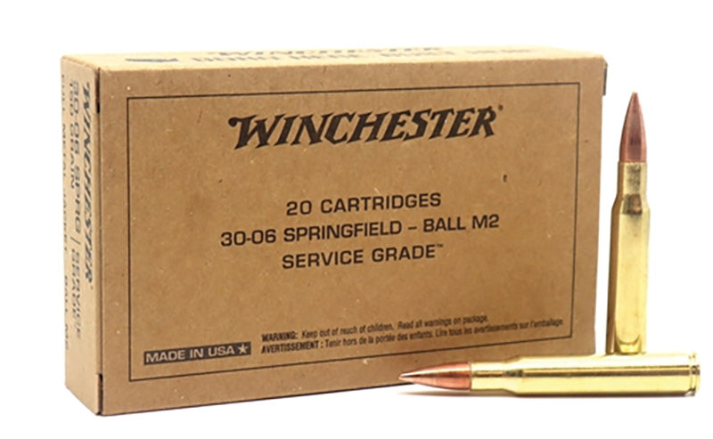 Winchester .30-06 Springfield Rifle Ammo SERVICE GRADECenterfire Target Full Metal Jacket FMJ 150 grain 