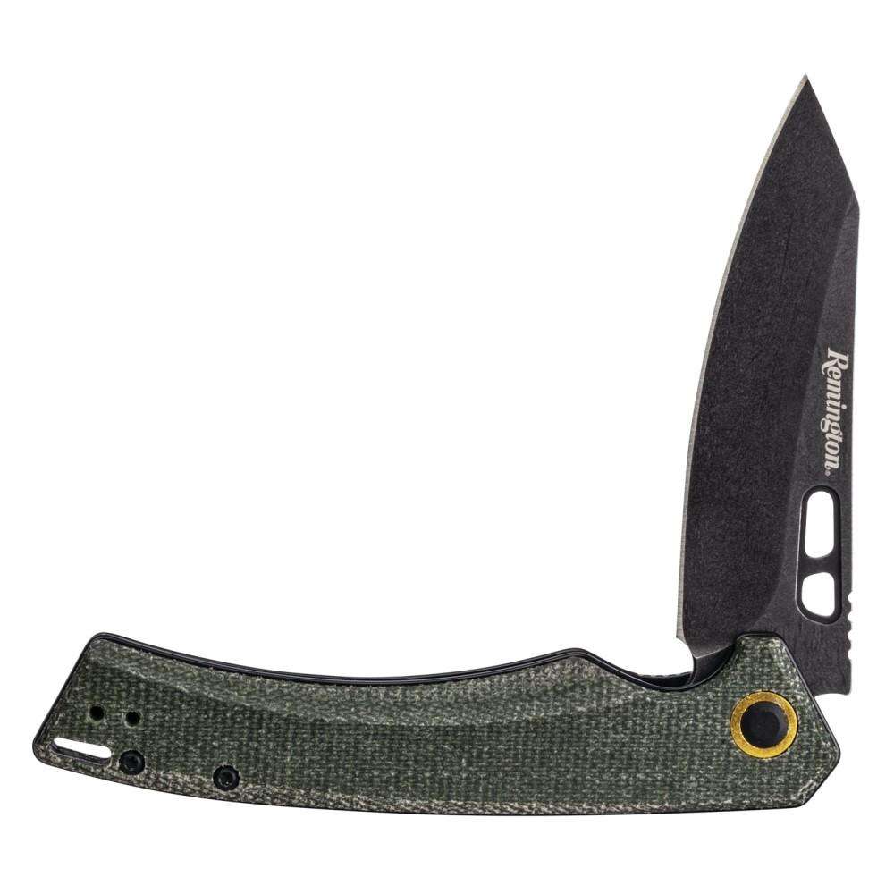Remington EDC Liner Lock Folder 4.5in Coping Blade Dark Green Micarta Grip