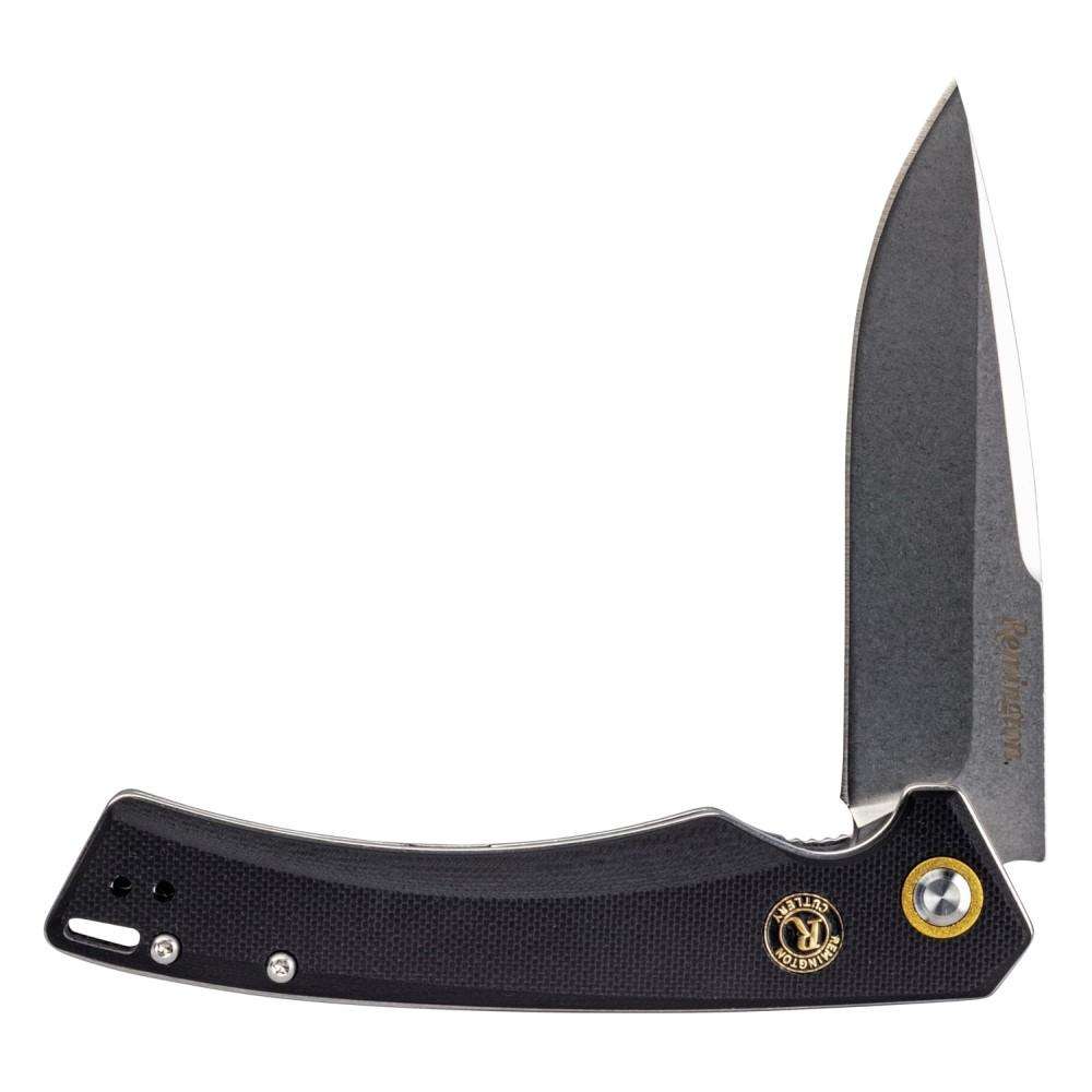 Remington EDC Folding Knife Drop Point Liner Lock 4.75in Black G10