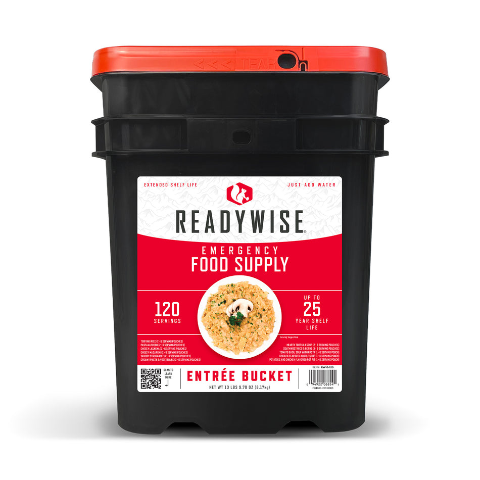 ReadyWise 120-Serving Freeze-Dried Emergency Entrees Grab N Go Bucket (RW01120)