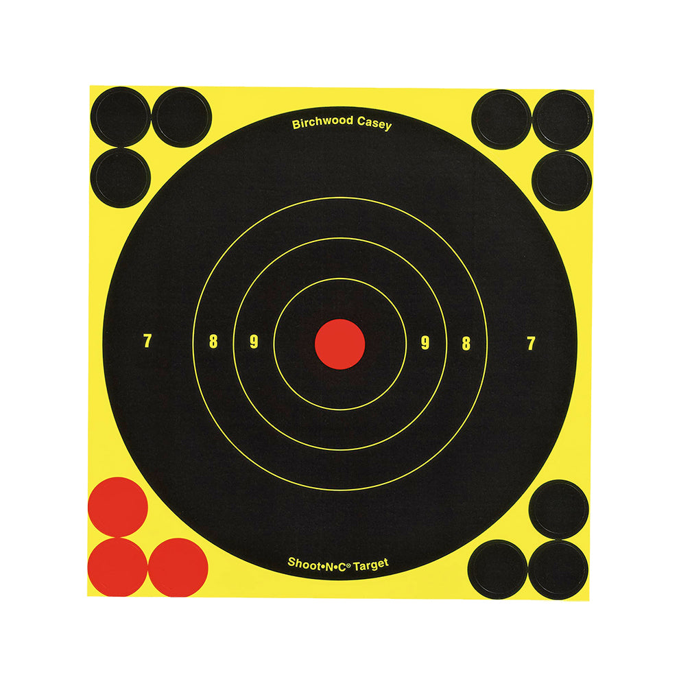 Birchwood Casey Shoot-N-C 6" Bullseye Reactive Self-Adhesive Paper Targets 12 Pack