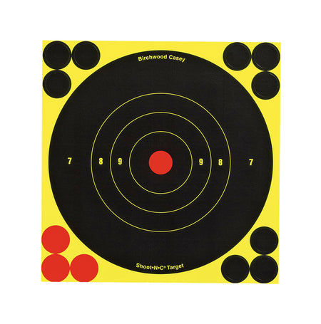 Birchwood Casey Shoot-N-C 6" Bullseye Reactive Self-Adhesive Paper Targets 12 Pack
