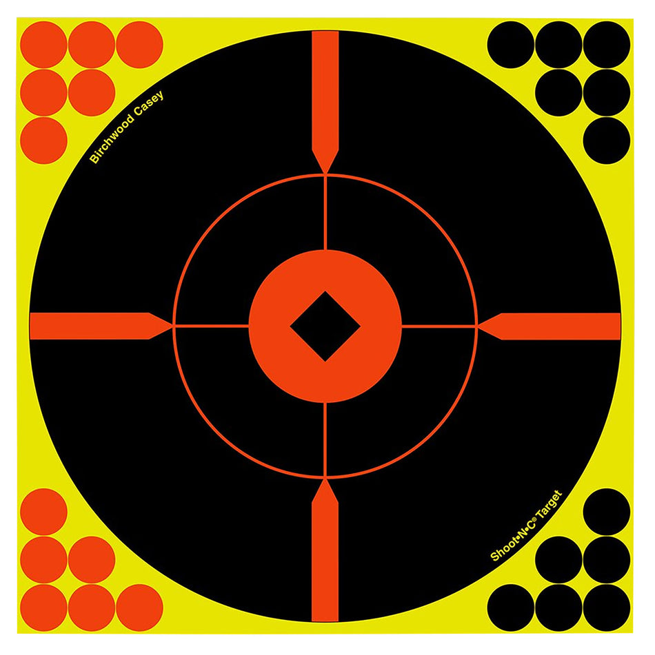 Birchwood Casey Shoot-N-C 8" Bullseye BMW Reactive Self-Adhesive Paper Targets 50 Pack