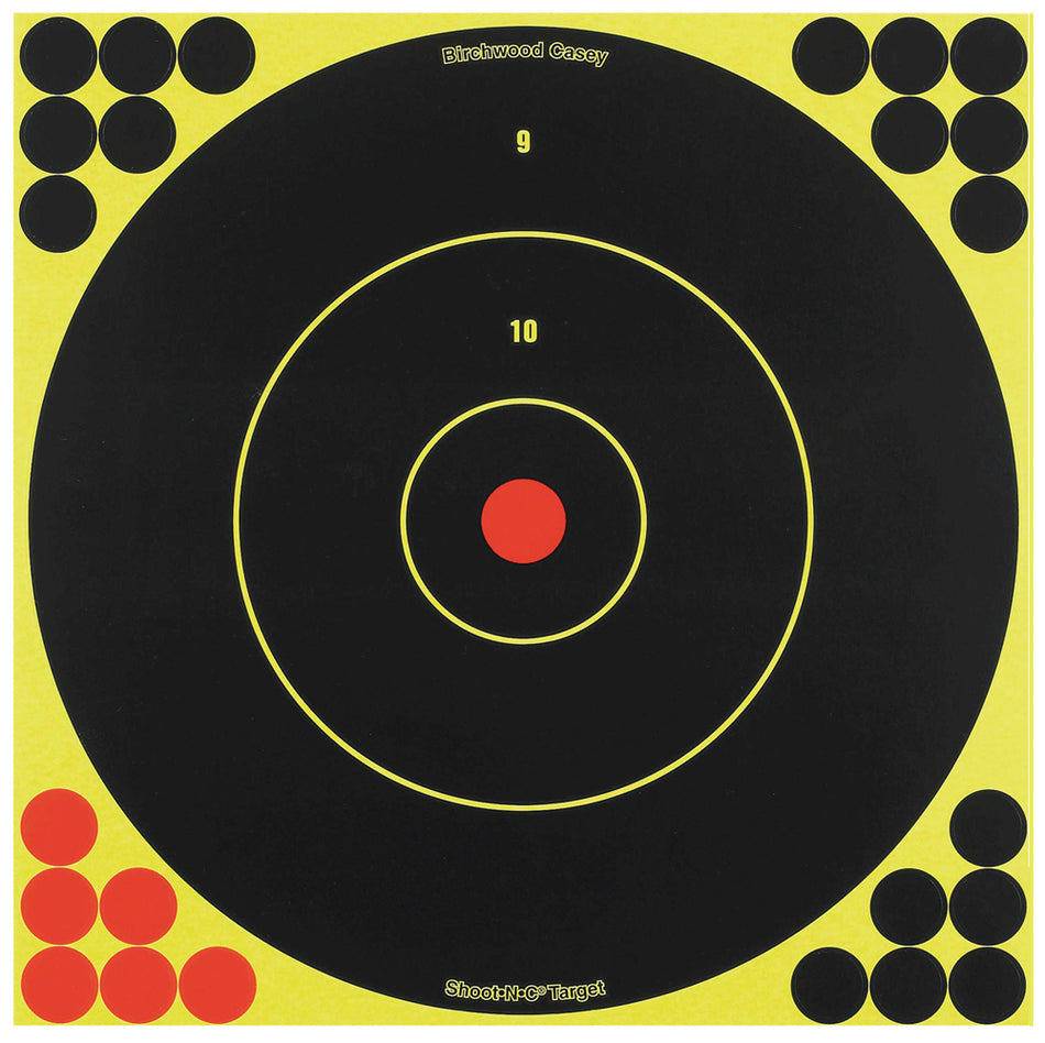 Birchwood Casey Shoot-N-C 12" Bullseye Reactive Self-Adhesive Paper Targets 5 Pack