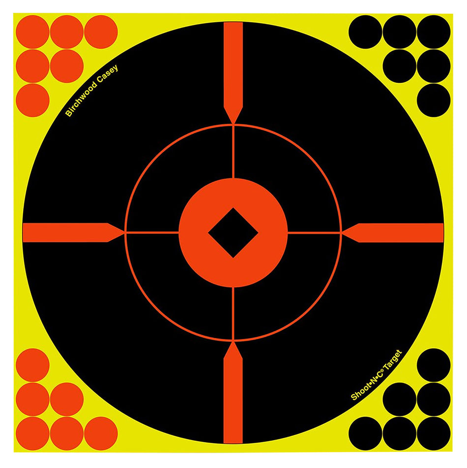 Birchwood Casey Shoot-N-C 12" Bullseye BMW Reactive Self-Adhesive Paper Targets 5 Pack